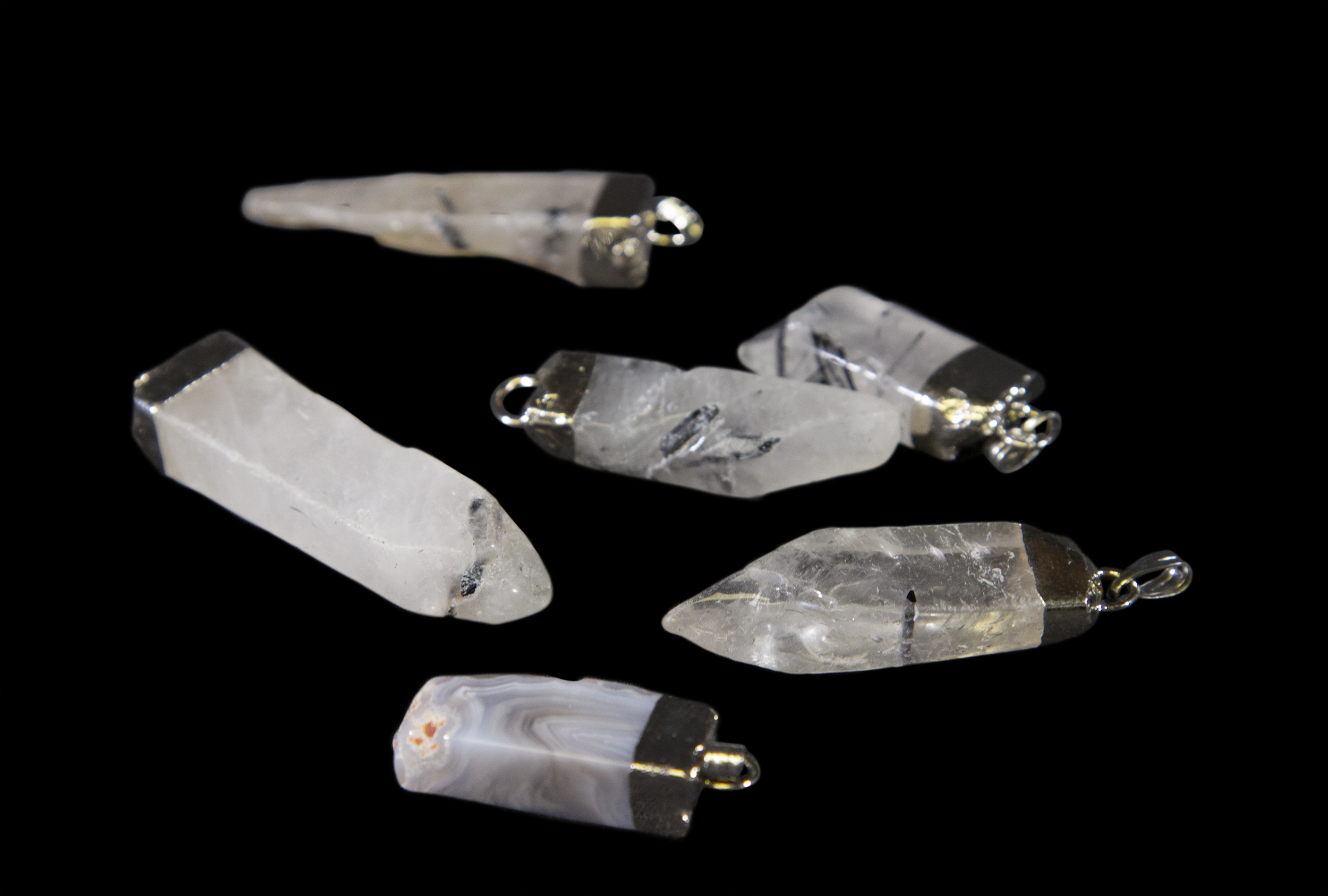 tourmalinated quartz pendants