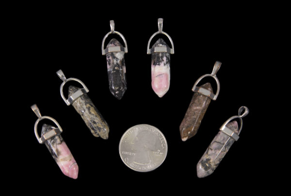 rhodonite pendants with quarter