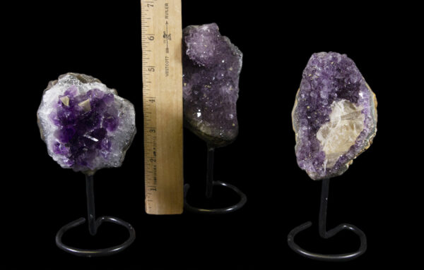 Amethyst Stones on a Stand with ruler
