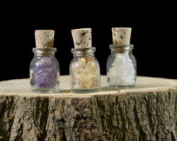 Set of Three Crystal Jars - Citrine, Amethyst, and Clear Quartz Chips