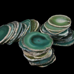 Set of Five Green Agate Coasters