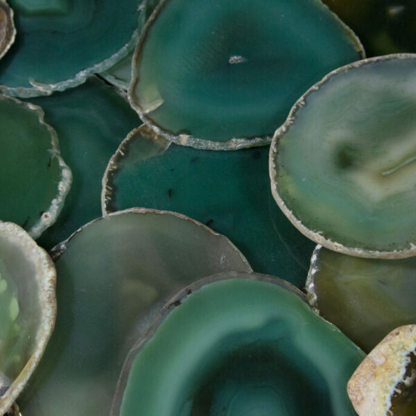 Set of Five Green Agate Coasters