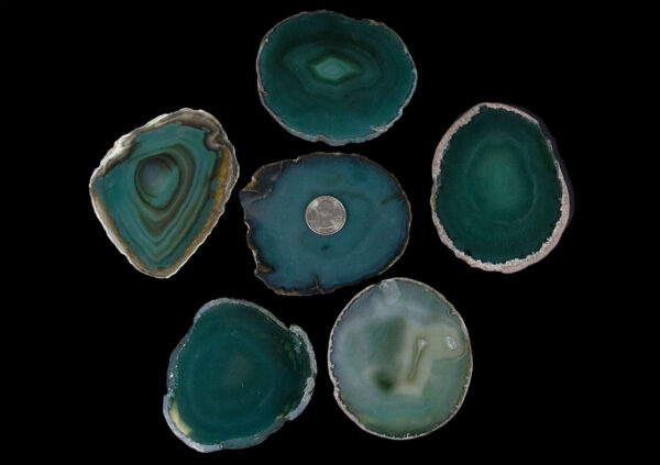 agate coasters with quarter to scale