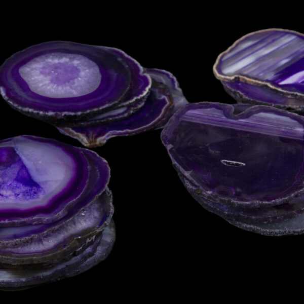 Set of Five Purple Agate Coasters