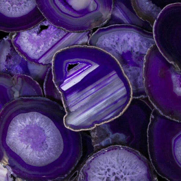Set of Five Purple Agate Coasters