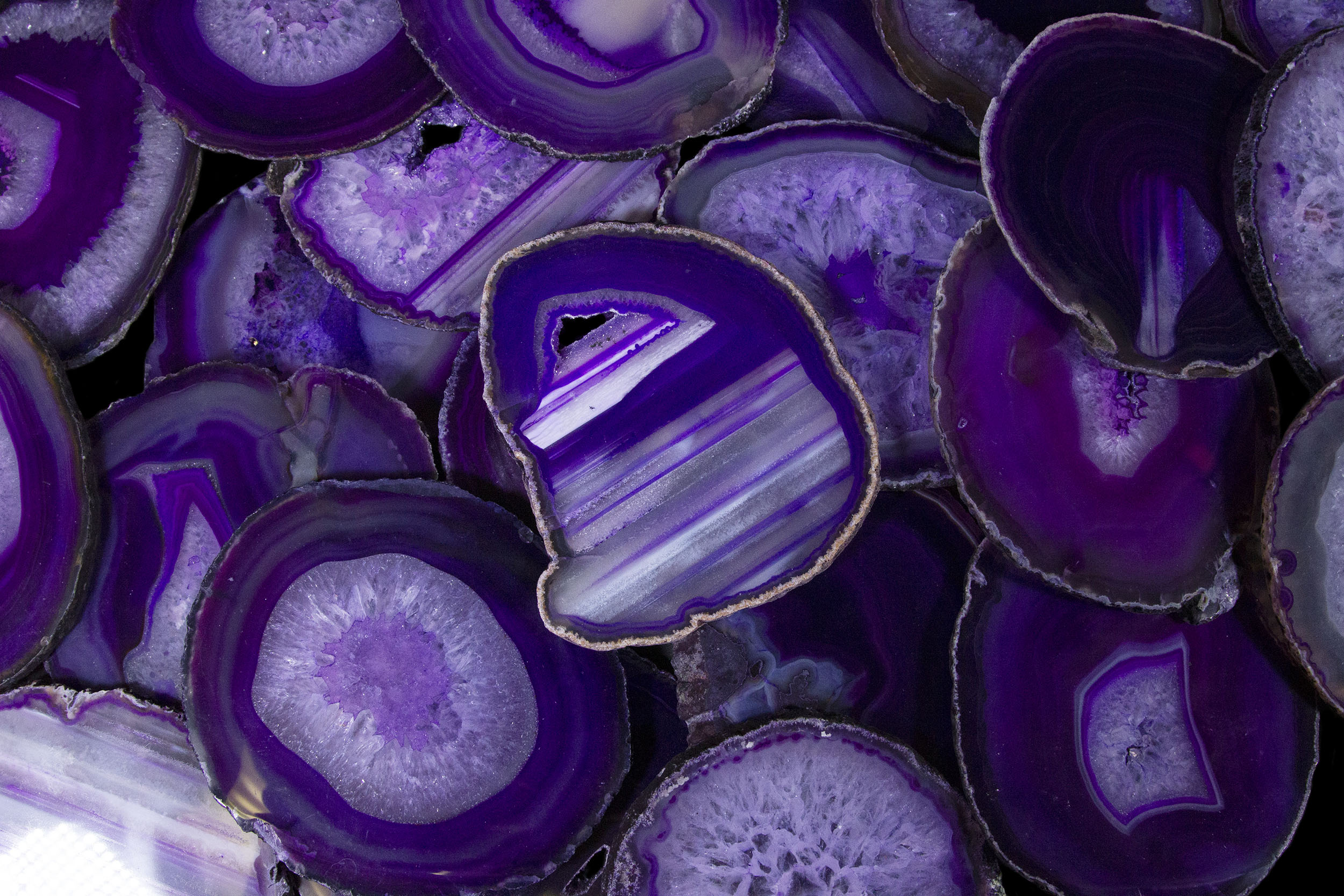 Pile of purple agate coasters