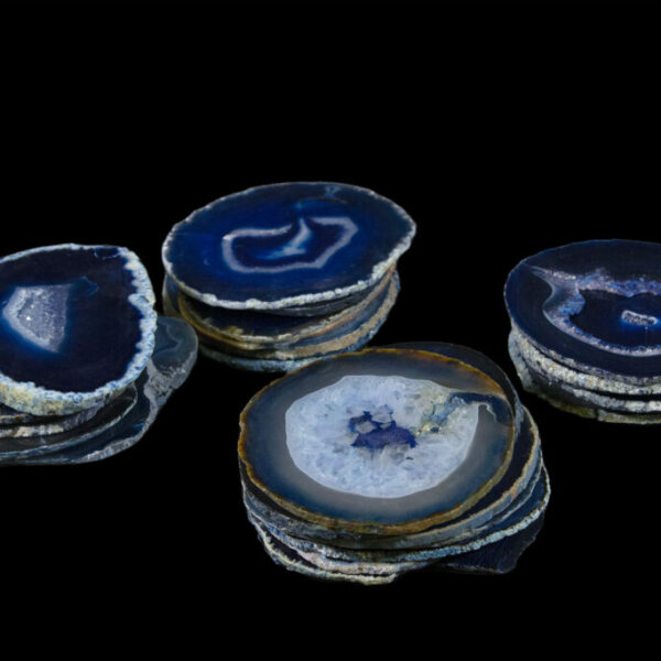 Set of Five Blue Agate Coasters