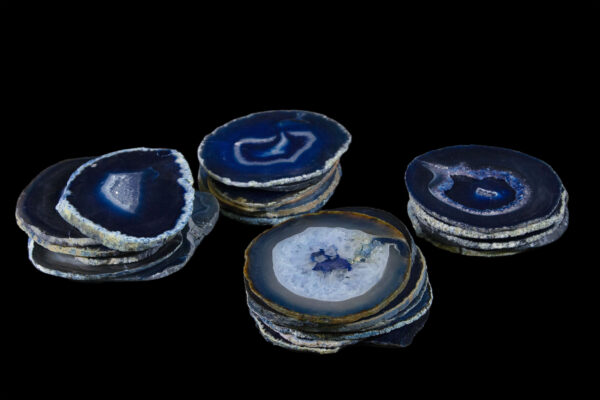 Stacks of blue agate coasters