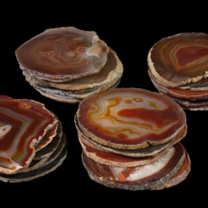 Set of Five Red Agate Coasters