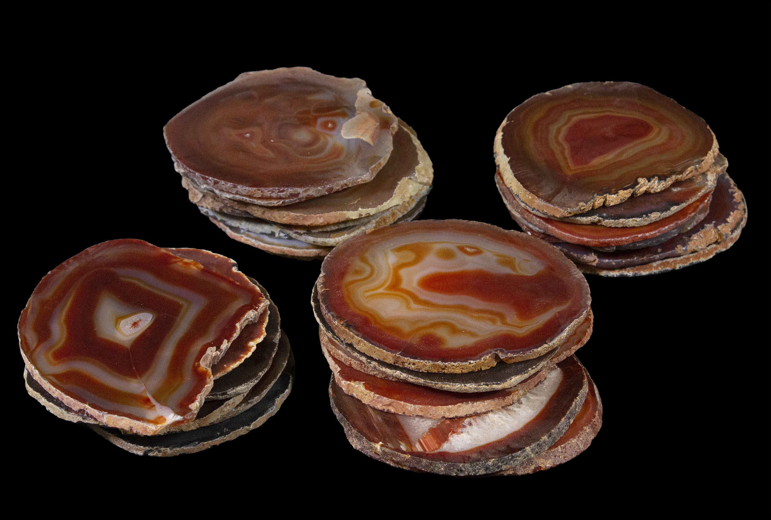 Set of Five Red Agate Slabs