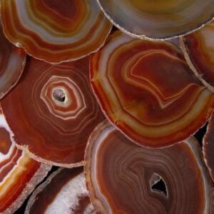 Set of Five Red Agate Coasters