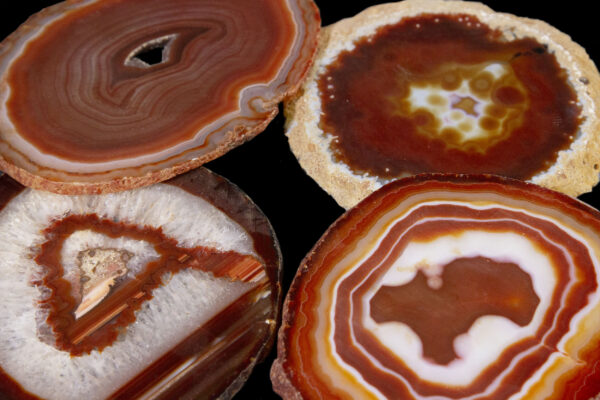 Stack of red agate coasters