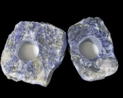 rough sodalite candle holders from above