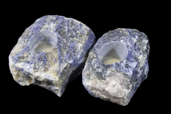 rough sodalite candle holders