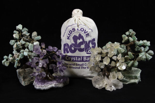 Crystal Bag and Assorted Gemstone Trees