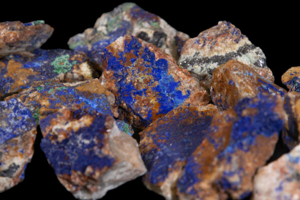 azurite with malachite inclusions pile