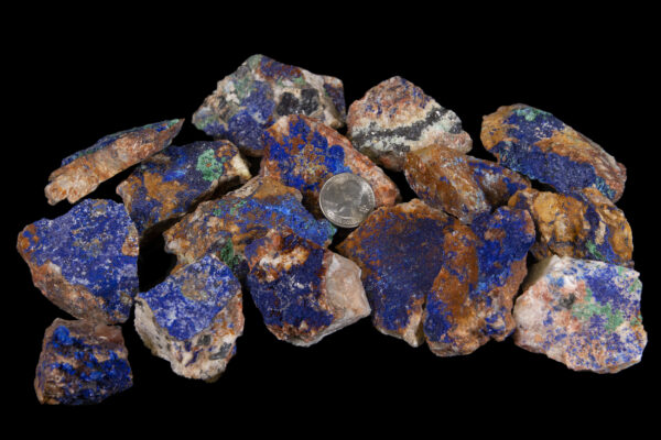 azurite with malachite inclusions pile