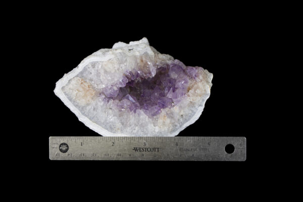 amethyst with white matrix with ruler