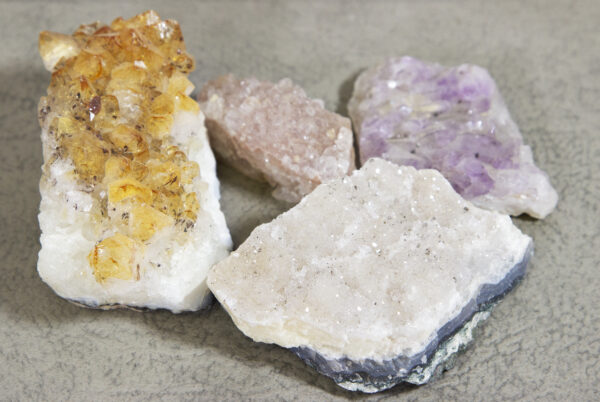 set of four amethyst - orange, pink, purple, and white
