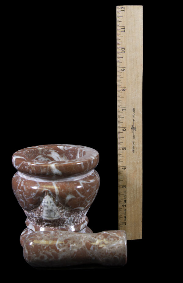 aragonite pestle and mortar with ruler