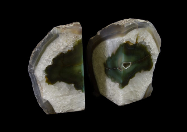 green agate bookends