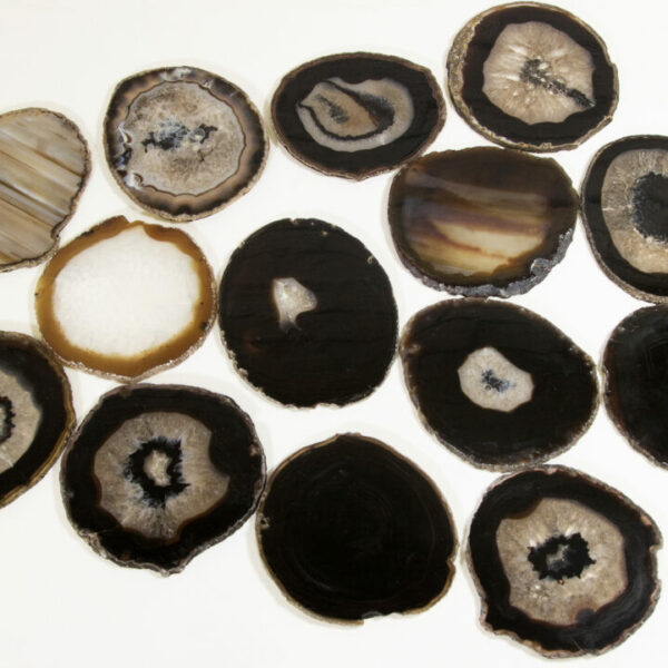 Set of Five Black Agate Coasters
