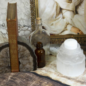 3" Rough Selenite Candle Holder Tower