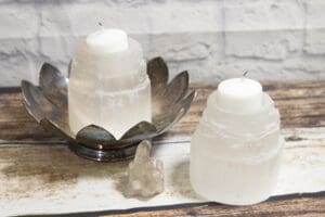 selenite candle holders