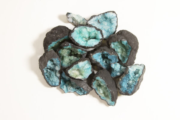 assorted small teal dyed geodes