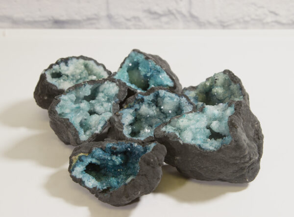 assorted large teal dyed geodes