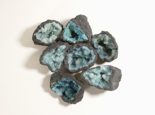 assorted large teal dyed geodes