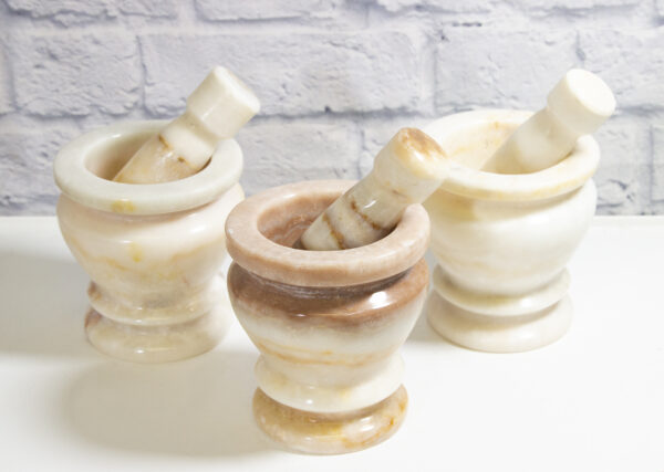 large white onyx mortar and pestles