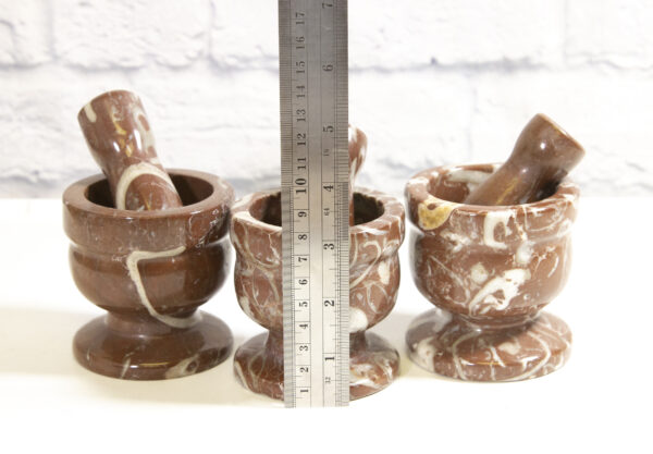 Small Aragonite Mortar and Pestle with ruler to show size