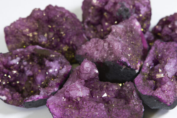 Large purple dyed open geodes