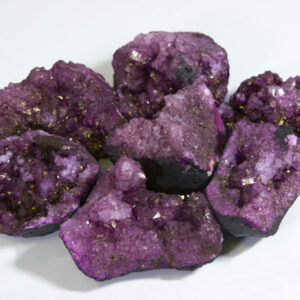 Purple Dyed Opened Moroccan Geode Half With Bits of Gold (Large)