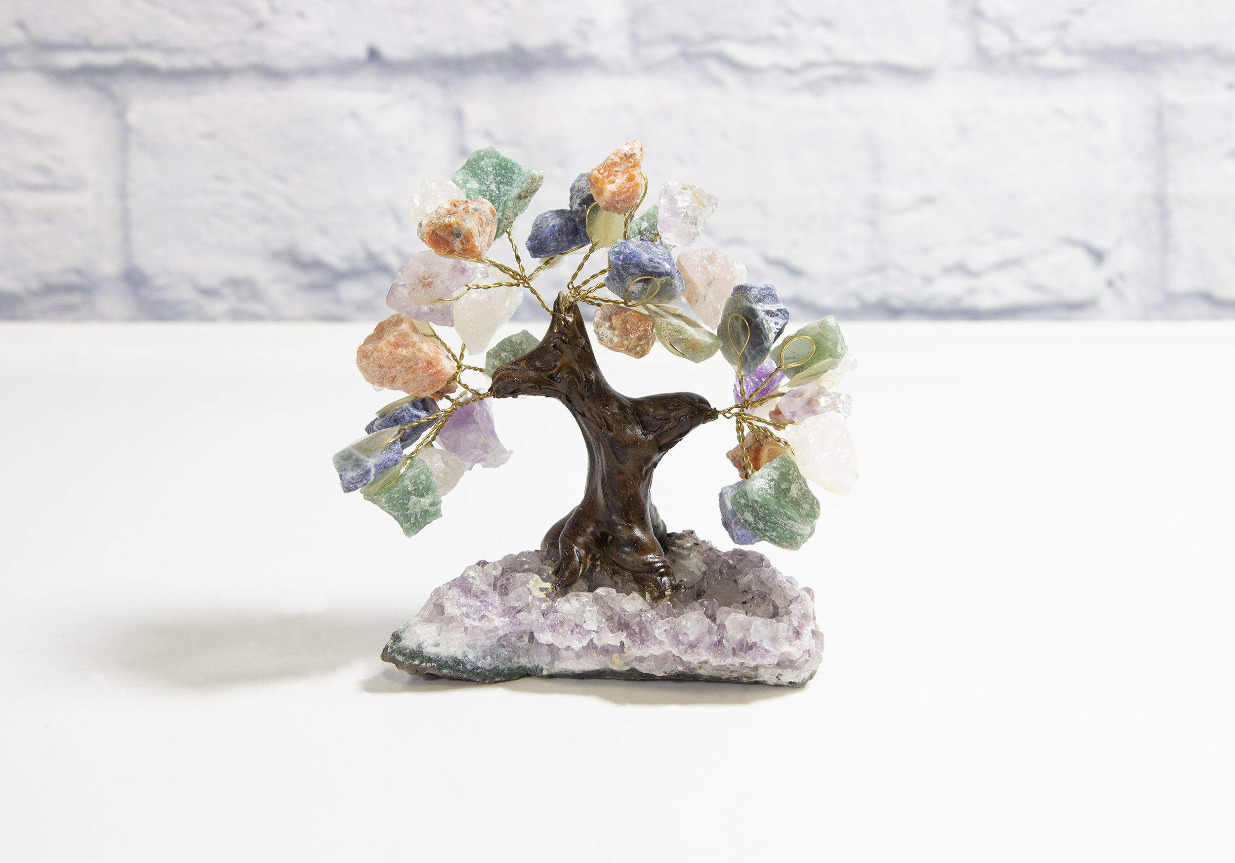 Small Mixed Gemstone Tree with Amethyst Base