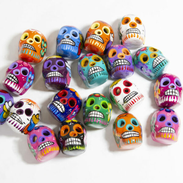 Assorted Hand Painted Sugar Skull Ceramic Magnets (One Magnet)