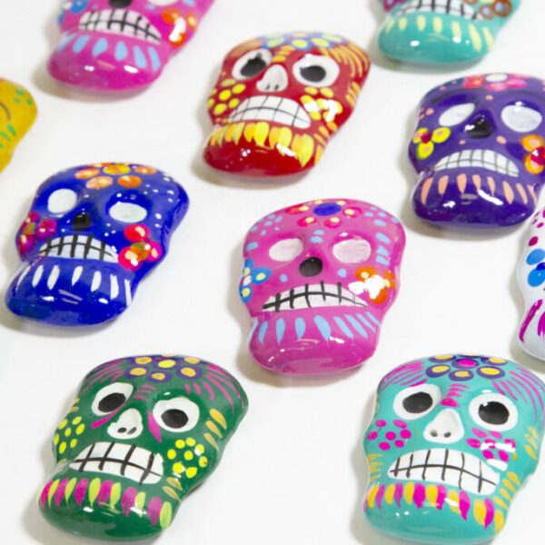Assorted Hand Painted Flat Skull Ceramic Magnets (One Magnet)
