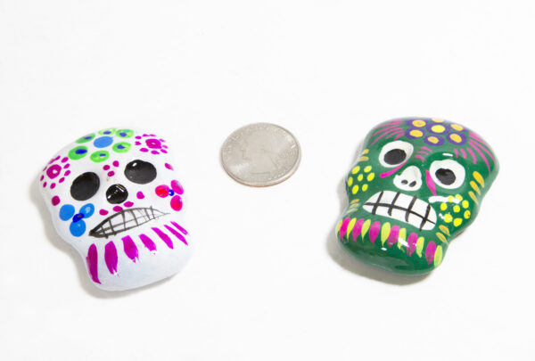 Hand painted ceramic flat skull magnets