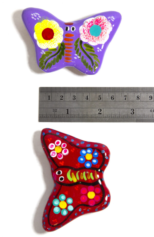 handprinted ceramic butterfly magnet