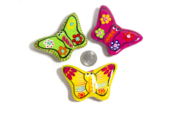 handprinted ceramic butterfly magnet