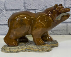 12" Marble Bear with Fish