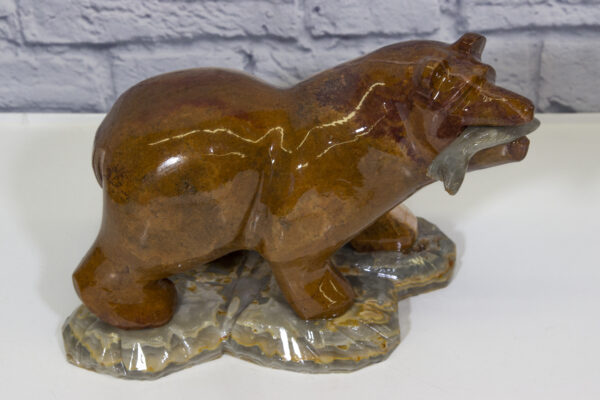 Side view of 12" Marble Bear with Fish