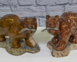 12" Marble Bear with Fish