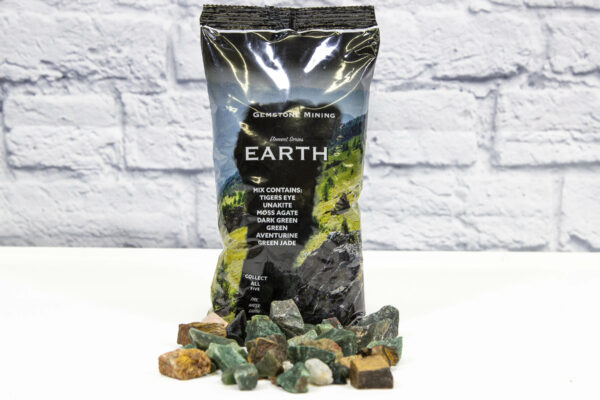 Earth Bag (Element Series) with stones on display