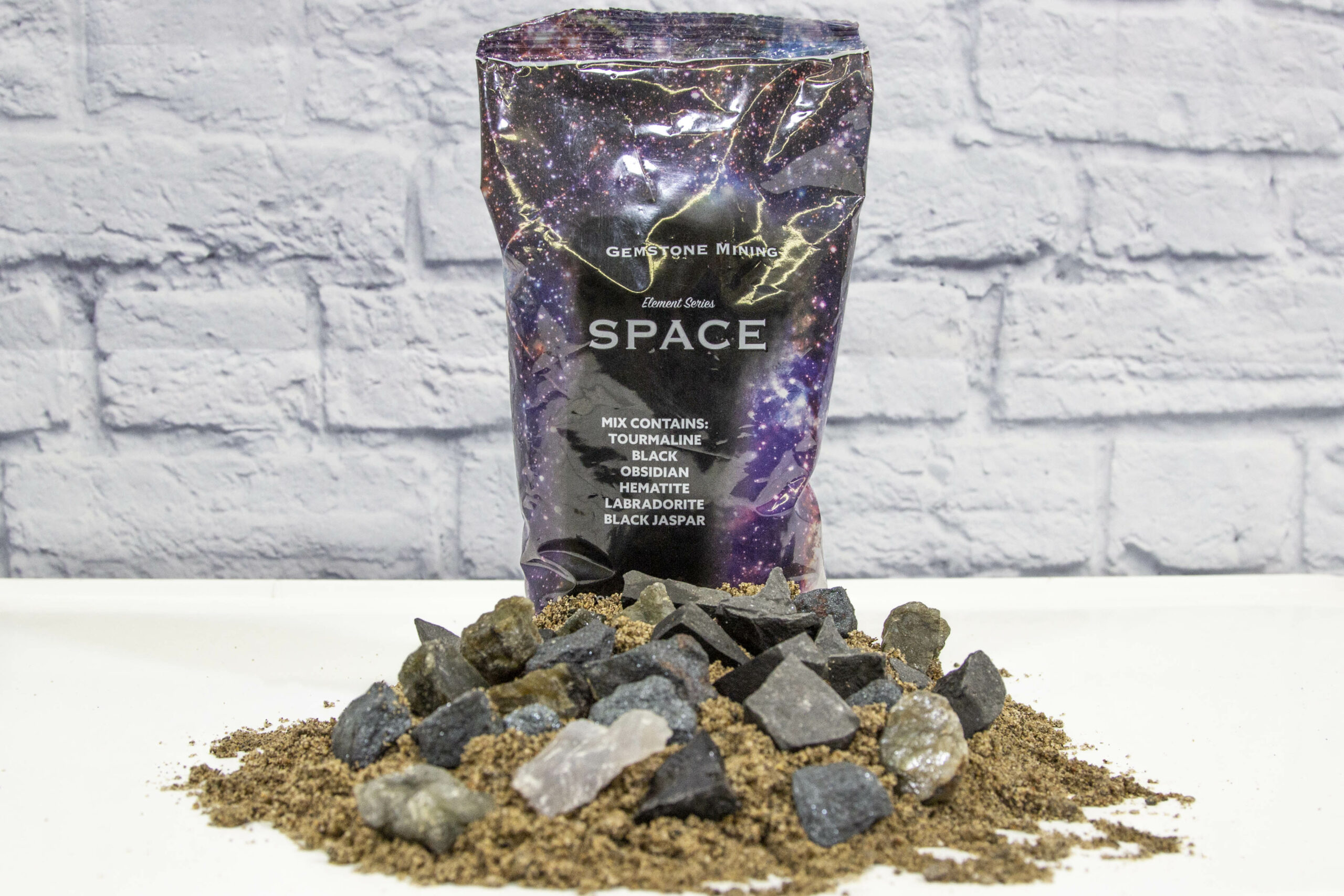 Space Bag (Element Series) with Tourmaline, Black Obsidian, Hematite, Labradorite, and Black Jaspar