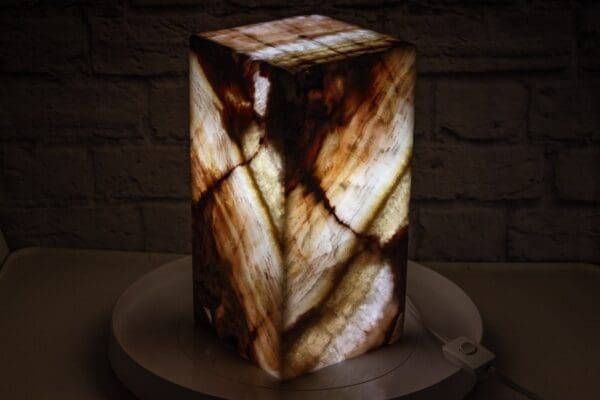 Rosa Onyx Pedestal Lamp Light On Side View