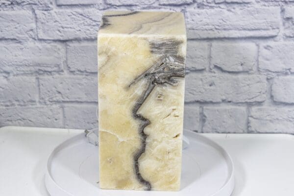 Medium Zebra Onyx Pedestal Lamp Flat Side View