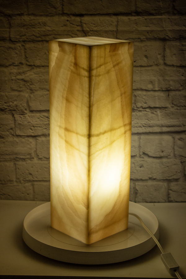 Galaxy Onyx Pedestal Lamp with light on