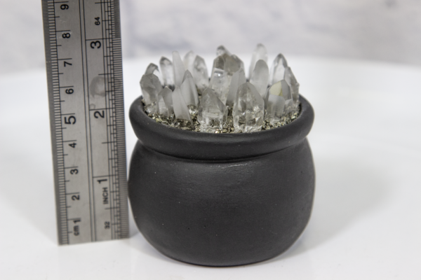 Miniature Crystal Pot with Ruler for size comparison